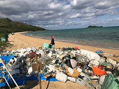 石垣島のビーチに打ちあがった大量の漂着ゴミ