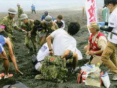 大規模スポーツイベント救護活動　富士登山駅伝競走　救護活動　富士山　須走口　大砂走り