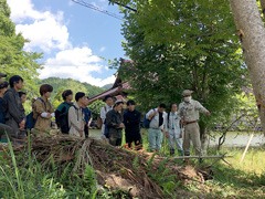 学生の漆掻き見学