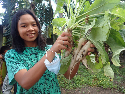 敷地内には畑もあって、自分たちで育てた野菜が食卓に並びます