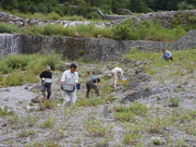 南光河原石拾い　流出してしまった石を集める